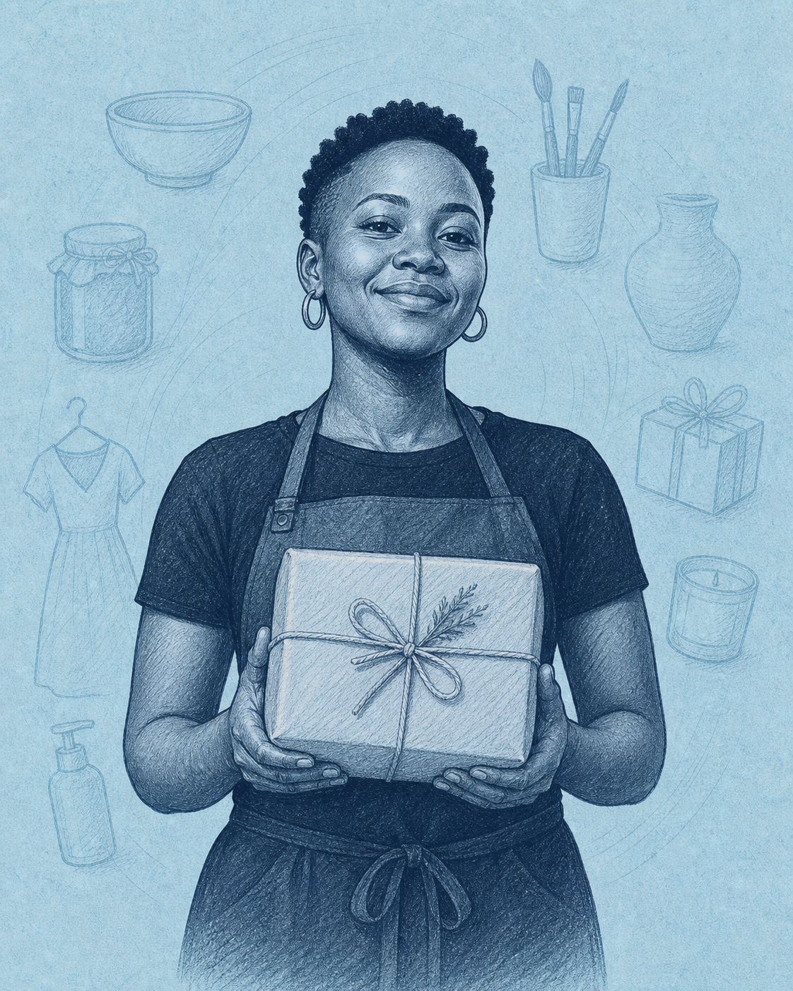 A Maker holding a carefully wrapped product
